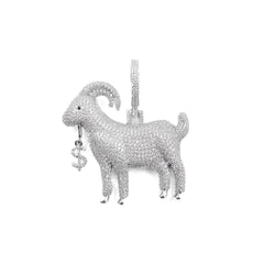 Goat Pendant in 925 silver with diamonds.
Icy Goat Pendant - Hip Hop Jewelry.
Silver Goat Pendant for men and women.