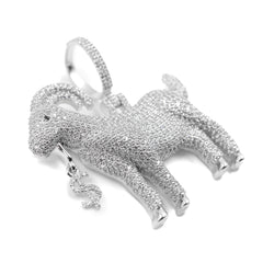 Goat Pendant in 925 silver with diamonds.
Icy Goat Pendant - Hip Hop Jewelry.
Silver Goat Pendant for men and women.