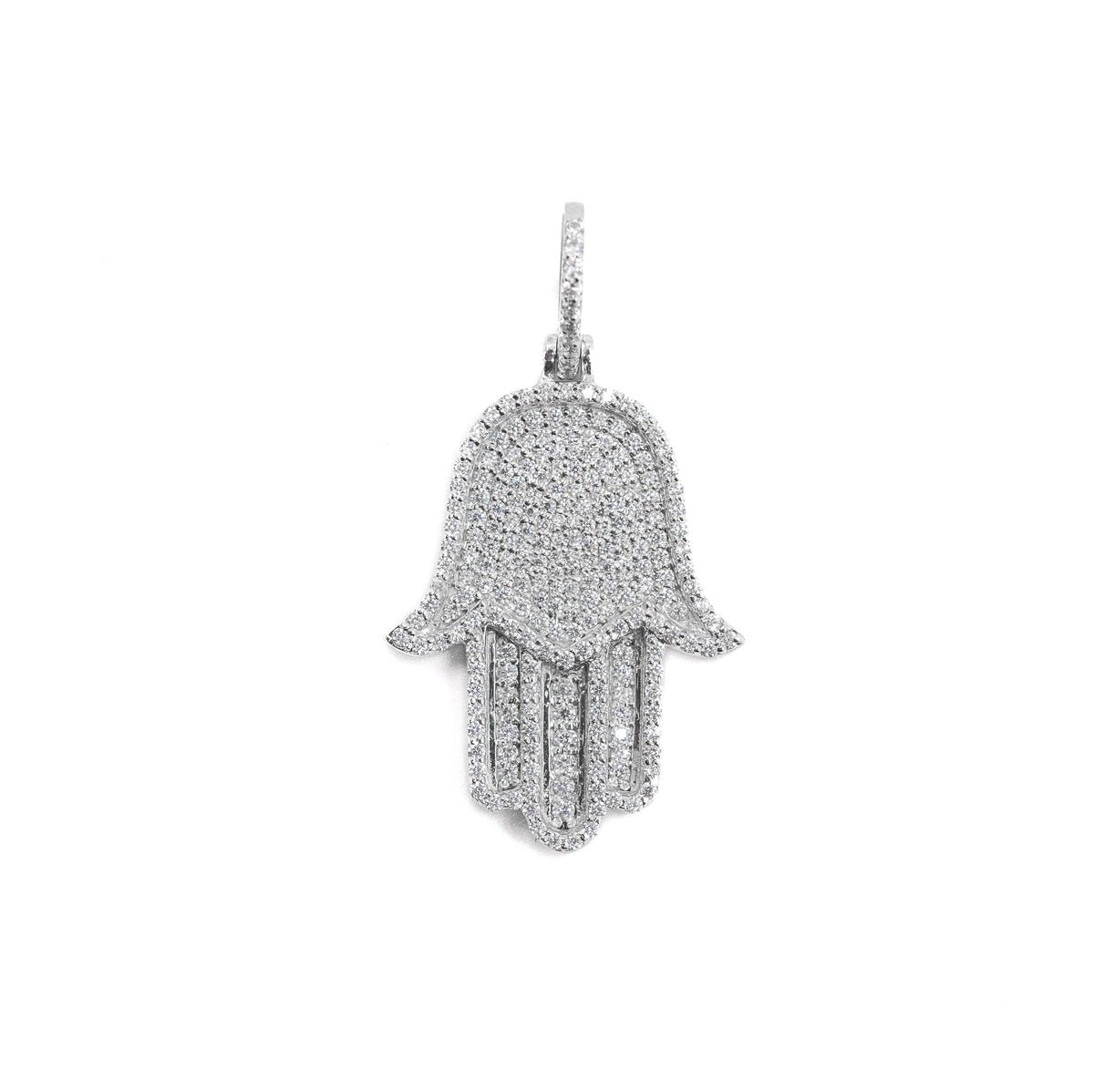 Hamsa Hand Pendant in 925 silver jewelry.
Intricate Hamsa Pendant with diamond detailing.
Lab-grown diamond Hamsa Pendant close-up.
Unisex Hamsa Pendant in sterling silver.
Silver Hamsa Pendant with sparkling CZ stones.